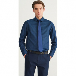 Wzorzysta koszula slim fit - Granatowy. Niebieskie koszule męskie Reserved. Za 139.99 zł.