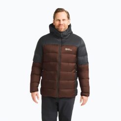 Kurtka puchowa męska Jack Wolfskin Nebelhorn Down Hoody. Brązowe kurtki męskie Jack Wolfskin, m, bez wzorów, z puchu, sportowe, bez ramiączek, bez kaptura. Za 1,279.00 zł.