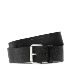 Pasek Męski BOSS. Czarne paski męskie Boss, bez wzorów. Za 379.99 zł.