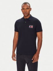 Tommy Hilfiger Polo Flag MW0MW39836 Granatowy Regular Fit. Niebieskie koszulki polo męskie Tommy Hilfiger, m, bez wzorów, z bawełny, bez kołnierzyka, bez ramiączek. Za 239.99 zł.