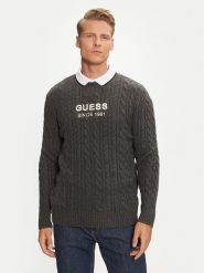 Guess Sweter M4BR11 Z3HA2 Szary Regular Fit. Szare kardigany męskie Guess, m, z aplikacjami, z syntetyku, bez ramiączek. Za 309.99 zł.