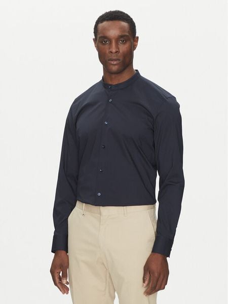 BOSS Koszula H-HANK-S-STAN-C3-252 50539176 Granatowy Slim Fit. Niebieskie koszule męskie Boss, m, bez wzorów, z bawełny, bez kołnierzyka, bez ramiączek. Za 249.99 zł.