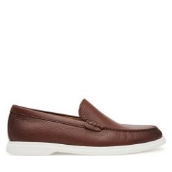 Mokasyny BOSS. Brązowe mokasyny męskie Boss, bez zapięcia. Za 589.99 zł.