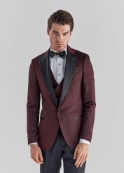 PAKO LORENTE – Marynarka smokingowa P22SF-3S-004-D-S. Czerwone marynarki męskie Pako Lorente, s, bez wzorów, z poliesteru. Za 499.99 zł.
