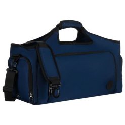 Czarnogranatowa, sportowa torba podróżna na ramię z dopinanym paskiem - Peterson. Czarne torby sportowe męskie Peterson, bez wzorów, na ramię. Za 149.99 zł.