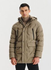 PAKO LORENTE – Beżowa kurtka męska na zimę. Brązowe kurtki męskie Pako Lorente, na zimę, m, bez wzorów, z poliamidu, bez ramiączek, z kapturem. Za 499.99 zł.