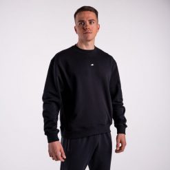 Bluza crewneck basic DZIK® czarna. Czarne bluzy nierozpinane męskie DZIK, l, bez wzorów, sportowe, bez ramiączek, bez kaptura. Za 299.99 zł.