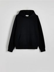Bawełniana bluza z kapturem - czarny. Czarne bluzy nierozpinane męskie Reserved, l, bez wzorów, z bawełny, bez ramiączek, z kapturem. Za 159.99 zł.