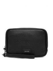 Calvin Klein Saszetka Embossed Woven Zip Pouch LV04D1111G Czarny. Czarne saszetki męskie Calvin Klein, bez wzorów, ze skóry. Za 289.99 zł.