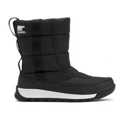 Śniegowce juniorskie Sorel Outh Whitney II Puffy Mid. Czarne buty trekkingowe męskie Sorel, na zimę, bez wzorów, bez zapięcia, trekkingowe. Za 299.99 zł.