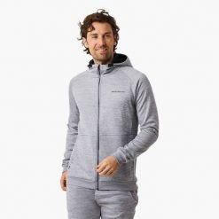Sweter treningowy męski Swedemount Training Logo Zip Hood II szybkoschnący. Brązowe buty do biegania męskie SWEDEMOUNT, bez wzorów, z tkaniny, bez zapięcia, do biegania. Za 249.99 zł.