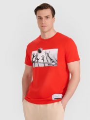 4F T-shirt regular z nadrukiem siatkarskim męski - czerwony 3XL. Czerwone t-shirty męskie 4f, l, bez wzorów, z bawełny, bez kołnierzyka, bez ramiączek. Za 69.99 zł.