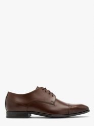 Brązowe półbuty męskie. Brązowe eleganckie półbuty męskie Ryłko, ze skóry, bez obcasa, bez zapięcia. Za 399.99 zł.