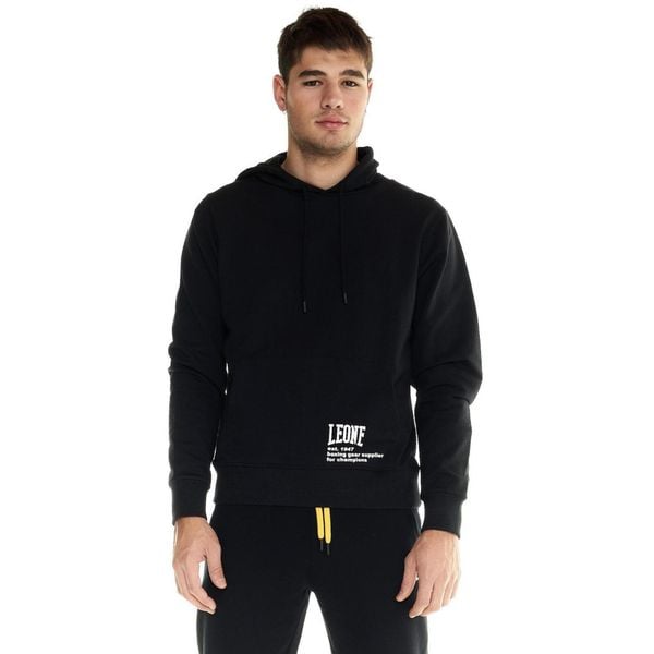 Męska bluza oversize Leone z kapturem Active. Czarne bluzy nierozpinane męskie LEONE 1947 APPAREL, l, bez wzorów, z tkaniny, z kapturem. W wyprzedaży za 167.70 zł.