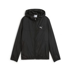 Młodzieżowa wiatrówka Essentials o standardowym kroju PUMA Black. Czarna kurtki treningowe męskie Puma, m, bez wzorów, z gumy, bez kaptura, do biegania. W wyprzedaży za 129.00 zł.