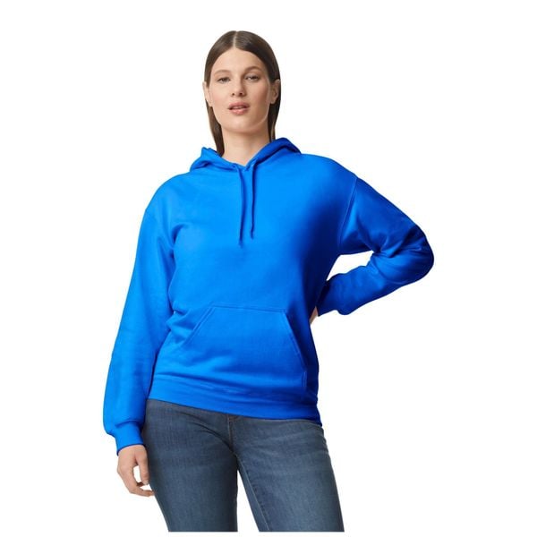 Bluza Z Kapturem Dla Dorosłych Unisex Softstyle Fleece Midweight. Niebieskie bluzy nierozpinane męskie GILDAN, l, bez wzorów, z kapturem. Za 118.99 zł.