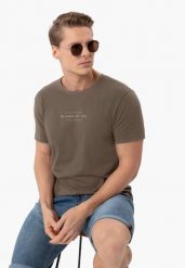 T-shirt z bawełny T-QUARTZ. Brązowe t-shirty męskie Volcano, m, bez wzorów, z bawełny, bez kołnierzyka, bez ramiączek. Za 59.99 zł.