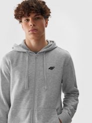 4F Bluza dresowa rozpinana z kapturem męska - szara L. Szare bluzy rozpinane męskie 4f, l, bez wzorów, z bawełny, sportowe, bez ramiączek, z kapturem. W wyprzedaży za 89.99 zł.
