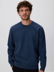 Strukturalna bluza - granatowy. Niebieskie bluzy nierozpinane męskie Reserved, l, bez wzorów, z bawełny, bez ramiączek, bez kaptura. Za 129.99 zł.