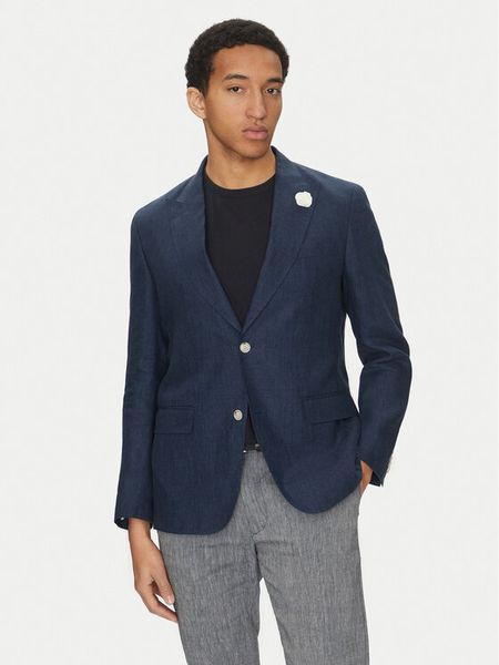 BOSS Marynarka C-Huge-Peak-252 50540516 Granatowy Slim Fit. Niebieskie marynarki męskie Boss, m, bez wzorów, ze lnu. Za 2,429.00 zł.
