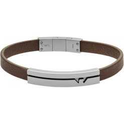 Emporio Armani Męska Bransoletka Skóra egs2300040. Szare biżuteria dla mężczyzn Emporio Armani, ze skóry. W wyprzedaży za 562.00 zł.
