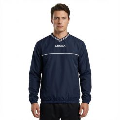 Kurtka przeciwdeszczowa do biegania Niebieska. Niebieskie kurtki męskie Legea, m, bez wzorów, bez ramiączek, z kapturem. W wyprzedaży za 52.00 zł.