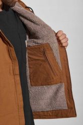 Kurtka Carhartt Washed Duck Sherpa Lined Brown. Brązowe kurtki męskie Carhartt, m, bez wzorów, bez ramiączek, bez kaptura. Za 662.91 zł.