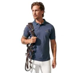 Koszulka polo do jazdy konnej PS of Sweden Lucas. Niebieskie koszulki polo męskie PS OF SWEDEN, bez wzorów, sportowe, bez kołnierzyka, bez ramiączek. Za 389.00 zł.