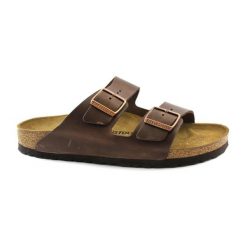 Klapki unisex Birkenstock Arizona. Brązowe klapki i japonki męskie Birkenstock, bez wzorów, z materiału. Za 399.00 zł.