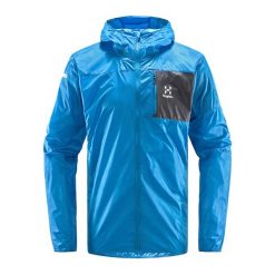 Kurtka turystyczna męska Haglöfs L.I.M Shield Hood przeciwwiatrowa. Niebieskie kurtki męskie Haglöfs, l, bez wzorów, sportowe, bez ramiączek, bez kaptura. Za 660.00 zł.