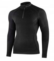 LS1610M Bluza męska z krótkim ekspresem EXTREME MERINO czarny XL. Czarne bluzy nierozpinane męskie Brubeck, m, bez wzorów, bez ramiączek, bez kaptura. Za 505.25 zł.