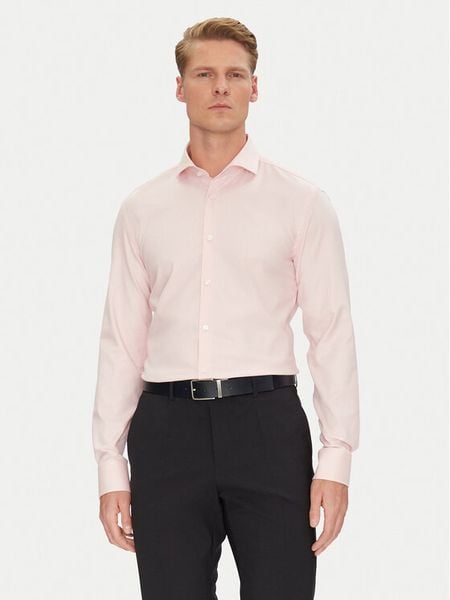 BOSS Koszula 50538962 Różowy Slim Fit. Czerwone koszule męskie Boss, m, bez wzorów, z bawełny, bez kołnierzyka, bez ramiączek. Za 429.99 zł.