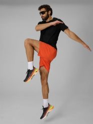 4F Spodenki treningowe szybkoschnące męskie - pomarańczowe S. Brązowe szorty sportowe męskie 4f, bez wzorów, ze skóry, sportowe. Za 149.99 zł.