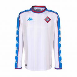 Koszulka trzecia z długim rękawem SM Caen 2024/25. Białe koszulki męskie z długim rękawem Kappa, bez wzorów, retro, bez kołnierzyka, bez ramiączek. W wyprzedaży za 301.00 zł.