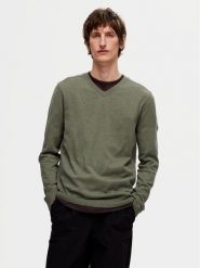 Selected Homme Sweter 16090147 Zielony Regular Fit. Zielone kardigany męskie Selected Homme, m, bez wzorów, z bawełny, bez ramiączek. Za 159.99 zł.