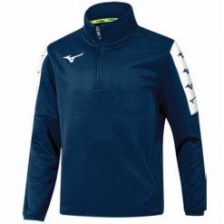 Bluza Mizuno Nara TT. Niebieskie bluzy nierozpinane męskie Mizuno, bez wzorów, sportowe, bez ramiączek, bez kaptura. Za 180.00 zł.
