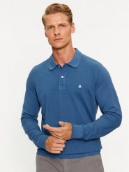 United Colors Of Benetton Polo 3089J3204 Niebieski Regular Fit. Niebieskie koszulki polo męskie United Colors Of Benetton, m, bez wzorów, z bawełny, bez kołnierzyka, bez ramiączek. Za 199.99 zł.