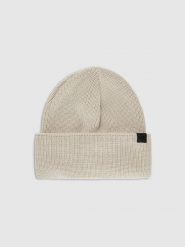 4F Czapka beanie z wełną merino uniseks - beżowa Uniwersalny. Brązowe czapki męskie 4f, na zimę, bez wzorów, z wełny, klasyczne. Za 99.99 zł.