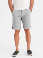 Szorty klasyczne męskie chino z podwiniętą nogawką - szare V12 - Rozmiar: L. Szare sztyblety męskie Ombre Clothing, z bawełny, bez obcasa, bez zapięcia. W wyprzedaży za 149.99 zł.