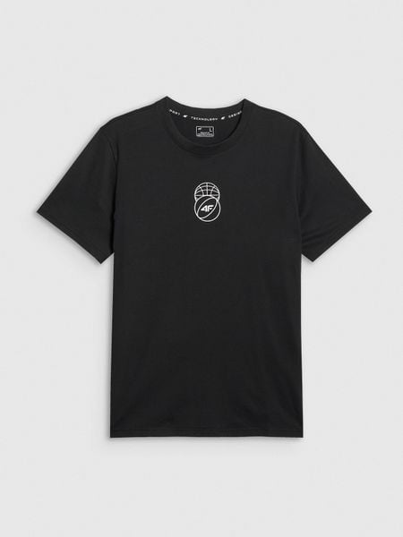 4F T-shirt regular z nadrukiem męski - czarny XXL. Czarne t-shirty męskie 4f, m, bez wzorów, z bawełny, bez kołnierzyka, bez ramiączek. Za 59.99 zł.