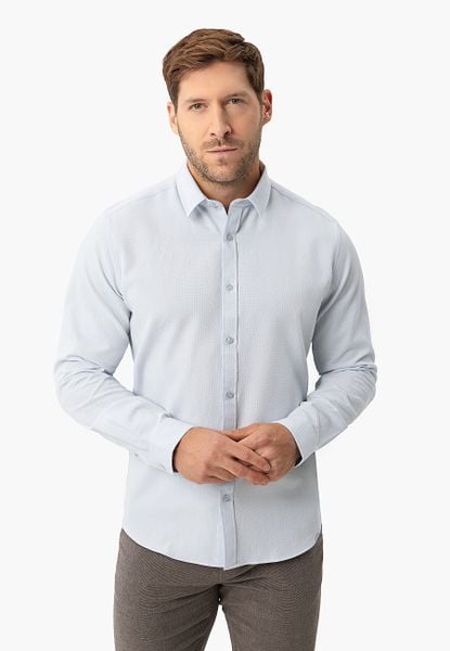 Jasnoniebieska koszula, Regular Fit, K-DAVON. Niebieskie koszule męskie Volcano, l, bez wzorów, z bawełny, bez kołnierzyka, bez ramiączek. Za 159.99 zł.