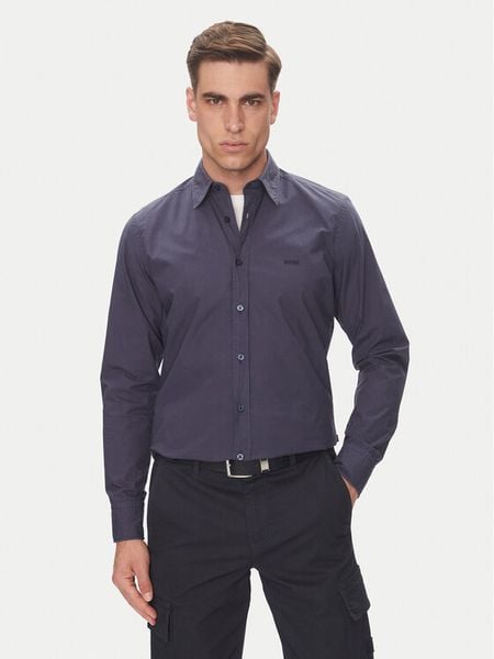 Boss Koszula Relegant 50518304 Granatowy Regular Fit. Niebieskie koszule męskie Boss, m, bez wzorów, z bawełny, bez kołnierzyka, bez ramiączek. Za 219.99 zł.
