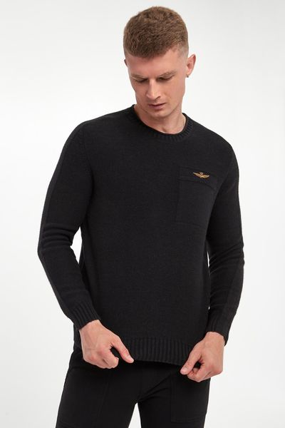 Sweter męski z wełną AERONAUTICA MILITARE. Swetry męskie Aeronautica Militare, bez wzorów, z wełny, bez kołnierzyka, bez ramiączek. Za 859.00 zł.