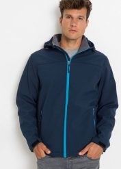 Kurtka softshell w wygodnym fasonie. Niebieskie kurtki softshell męskie bonprix, m, bez wzorów, z softshellu, bez kaptura. Za 229.99 zł.