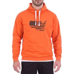 Bluza w kolorze pomarańczowym. Brązowe bluzy nierozpinane męskie marki Jeep, m, z kapturem. W wyprzedaży za 119.95 zł.