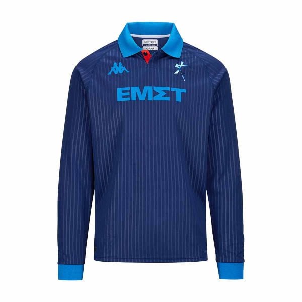 Koszulka domowa z długim rękawem GS Kallithéa Kombat 2024/25. Niebieskie koszulki męskie z długim rękawem Kappa, bez wzorów, sportowe, bez kołnierzyka, bez ramiączek. Za 442.00 zł.