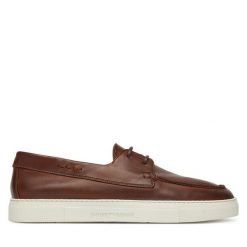 Półbuty Emporio Armani. Brązowe codzienne półbuty męskie Emporio Armani, bez wzorów, bez obcasa, bez zapięcia. Za 1,889.00 zł.