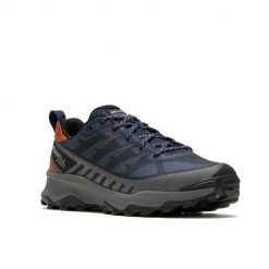 Buty trekkingowe męskie Merrell Speed Eco Wp. Niebieskie buty trekkingowe męskie Merrell, bez wzorów, z materiału, bez zapięcia, trekkingowe. Za 665.00 zł.