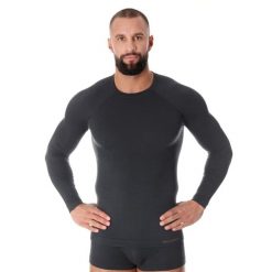 Koszulka wełniana z długim rękawem męska Brubeck ACTIVE WOOL. Szare bielizna termoaktywna męska Brubeck, m, bez wzorów, z elastanu, bez ramiączek. Za 237.00 zł.