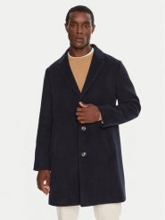 Tommy Hilfiger Płaszcz wełniany MW0MW36611 Granatowy Regular Fit. Niebieskie płaszcze męskie Tommy Hilfiger, l, bez wzorów, z wełny, bez kaptura. Za 1,799.00 zł.